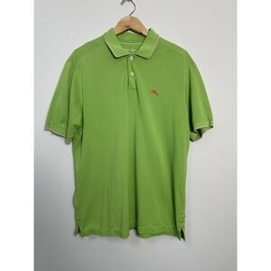 Tommy Bahama Island Modern Fit Mens Large Green‎ Pink Supima Cotton Polo Shirt
